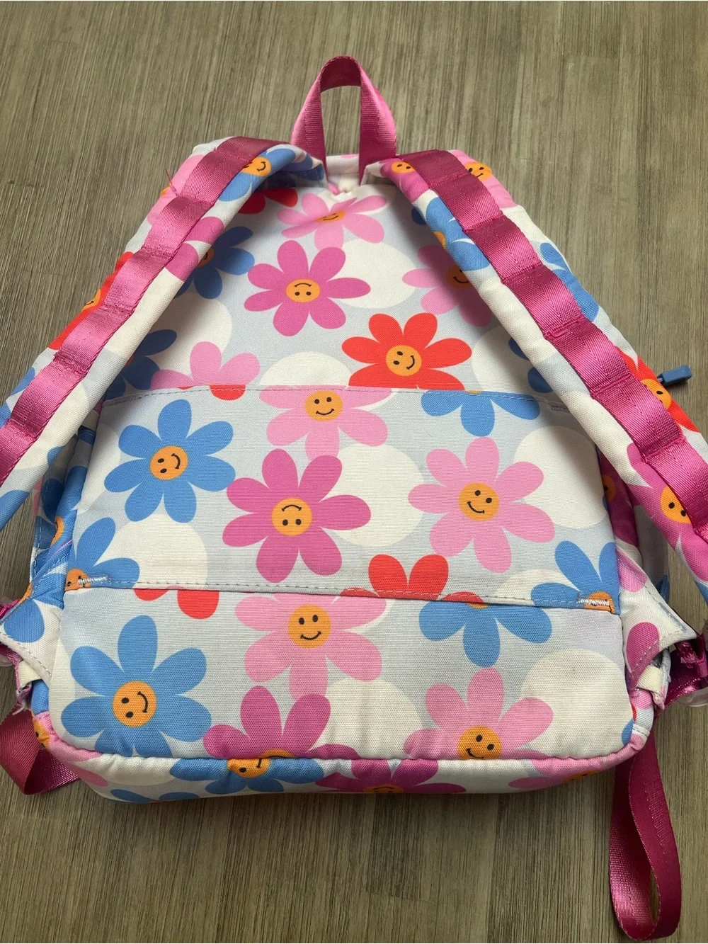 STATE Kids Backpack with Smiling Floral Print — Pink, Blue & Red
